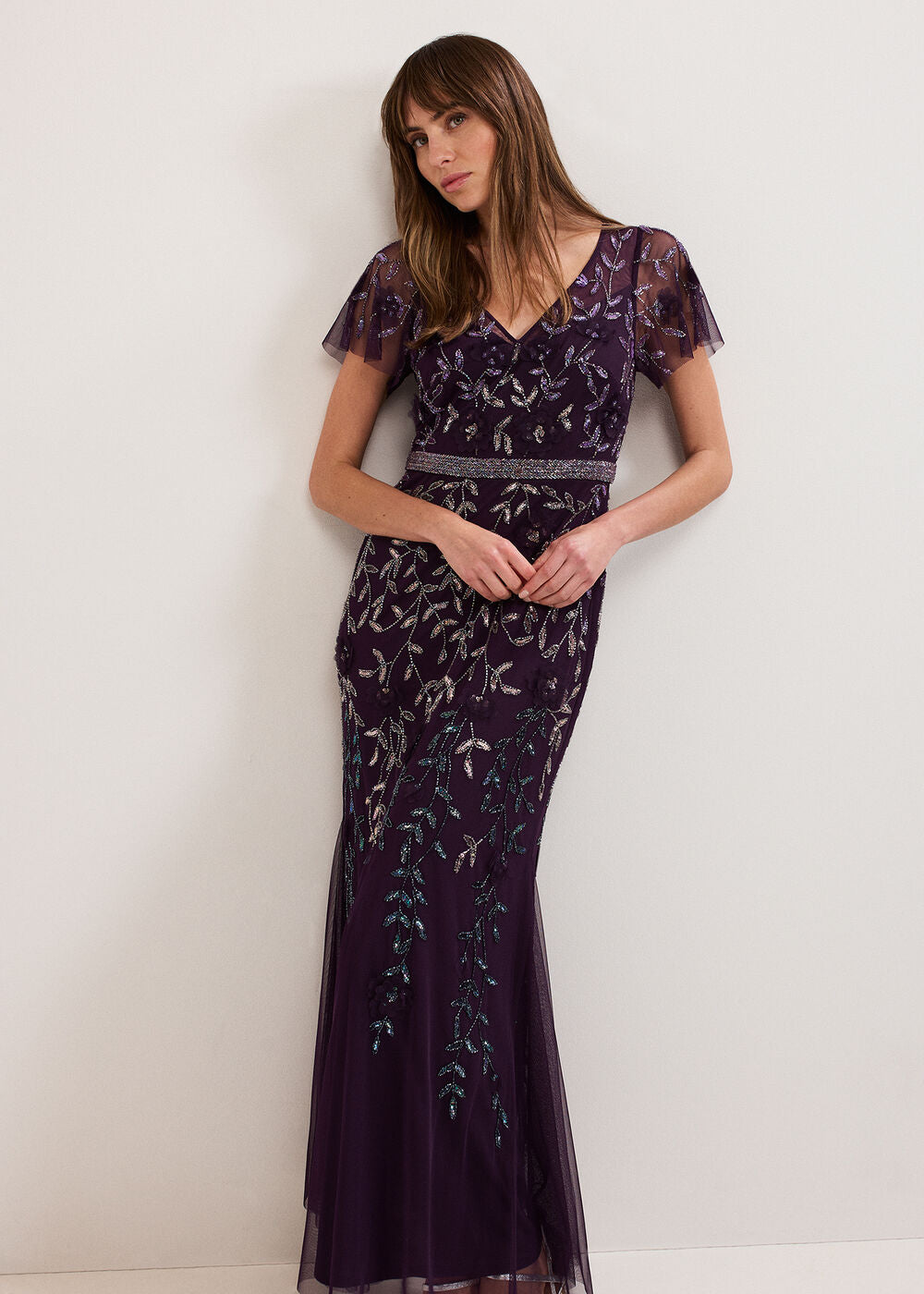 Kaida Beaded Dress Purple