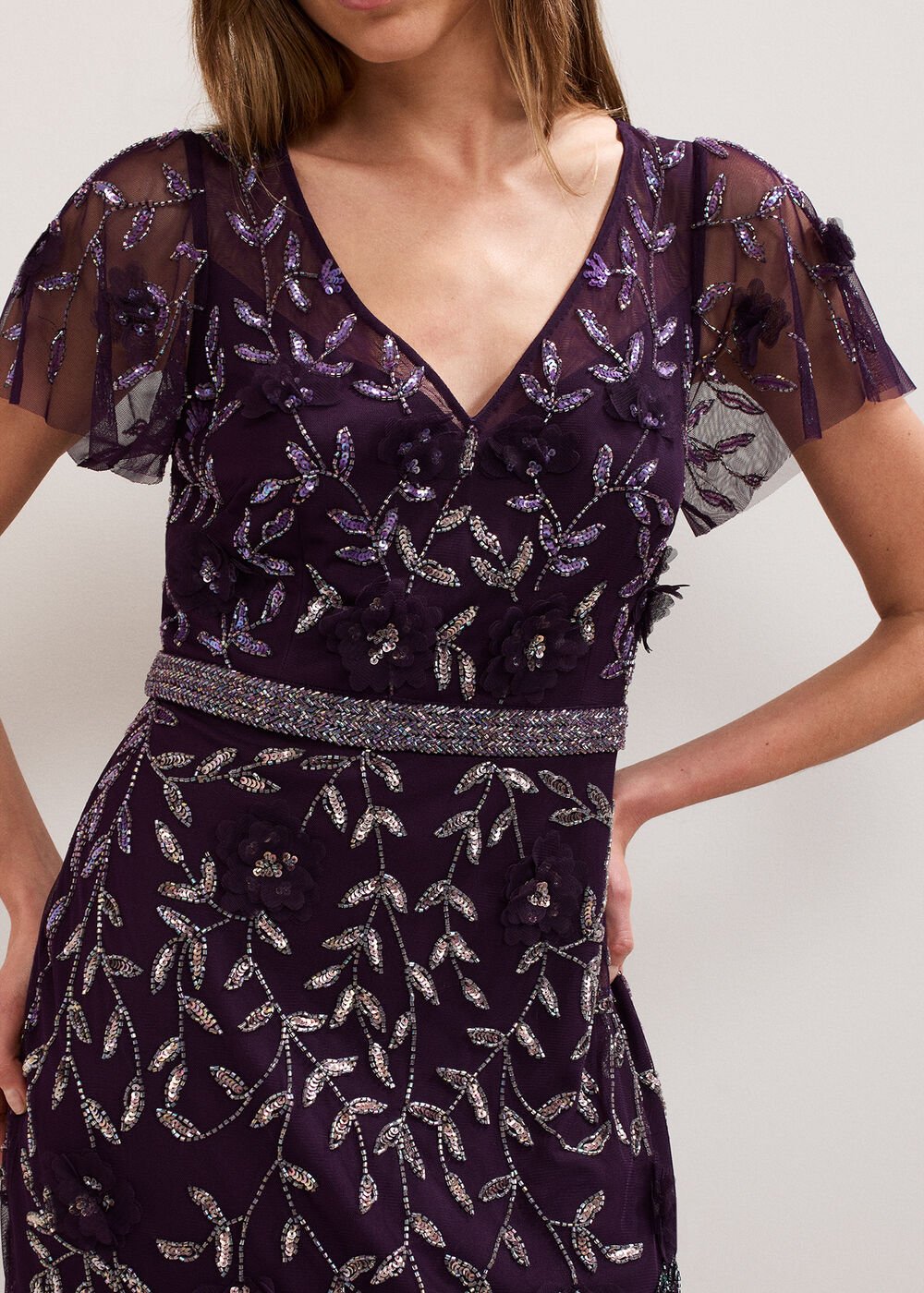 Kaida Beaded Dress Purple