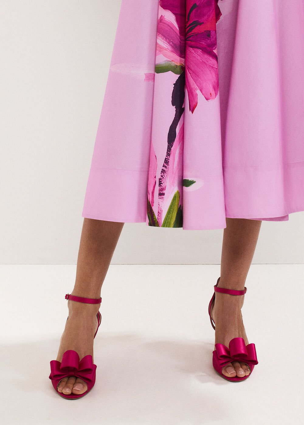 Satin Bow Sandals Pink