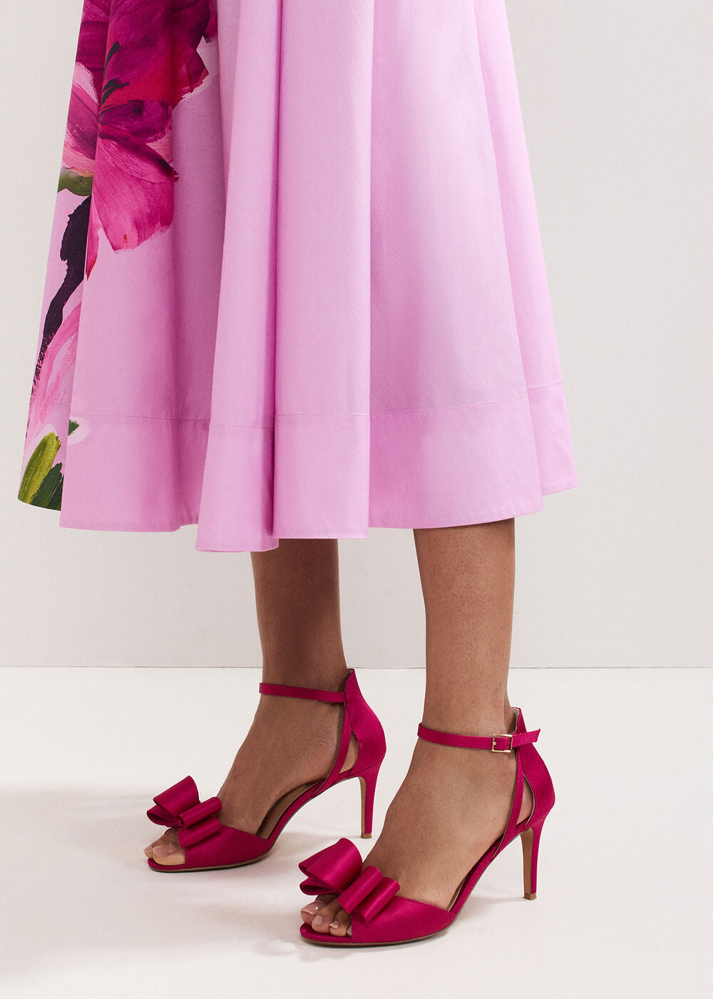 Satin Bow Sandals Pink