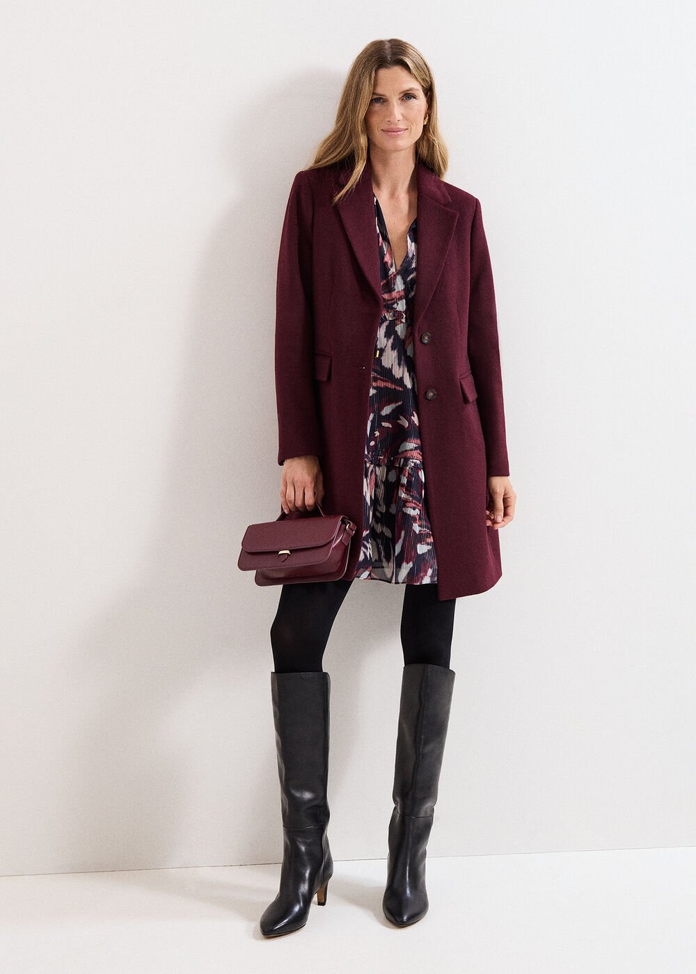 Lydia Wool Coat Burgundy