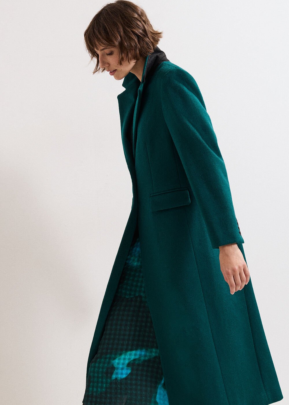 Lydia Long Wool Coat Teal