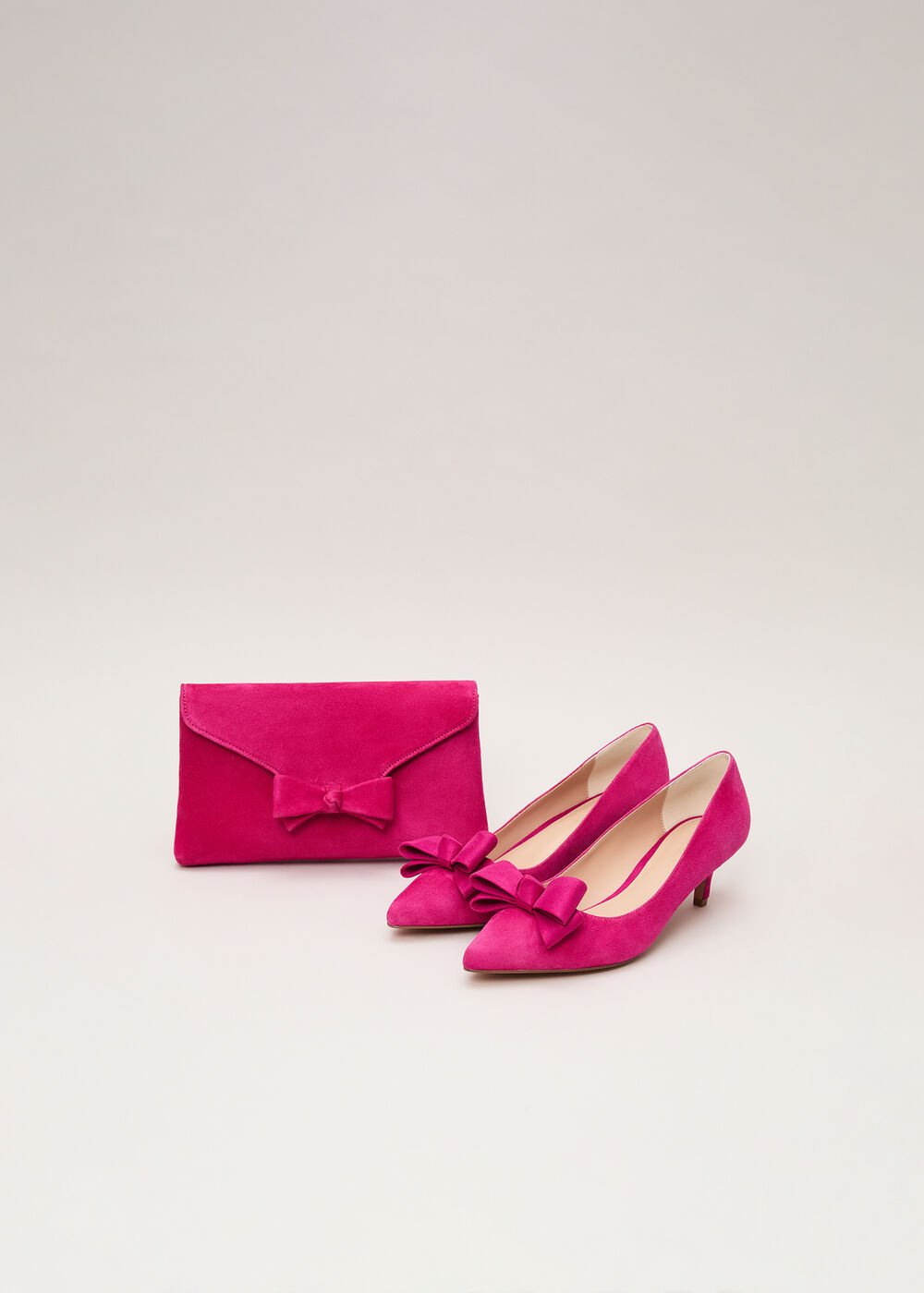 Suede Kitten Heel Pink