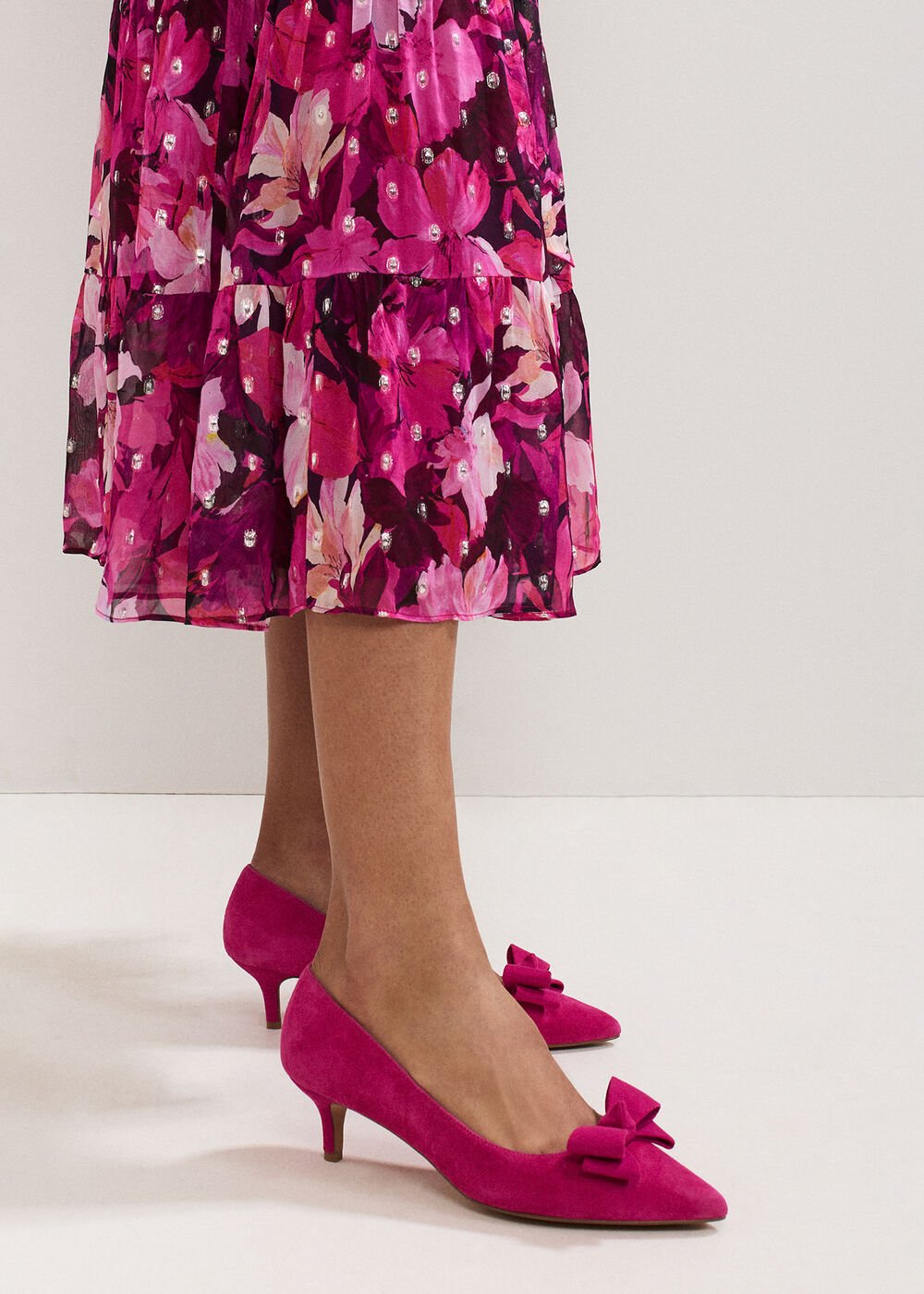 Suede Kitten Heel Pink