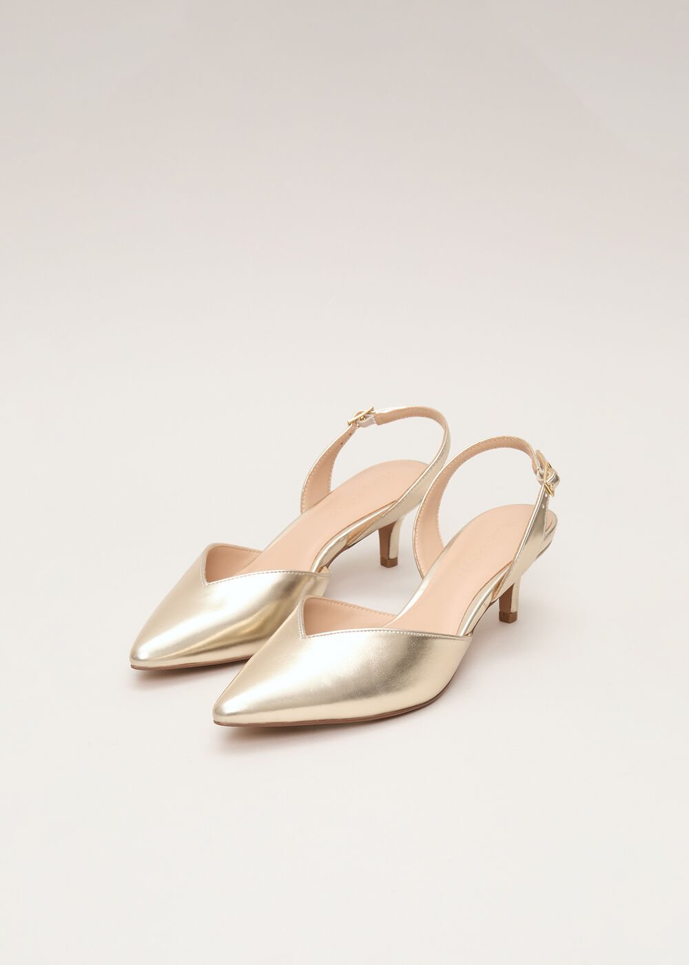 Kitten Heel Shoes Gold