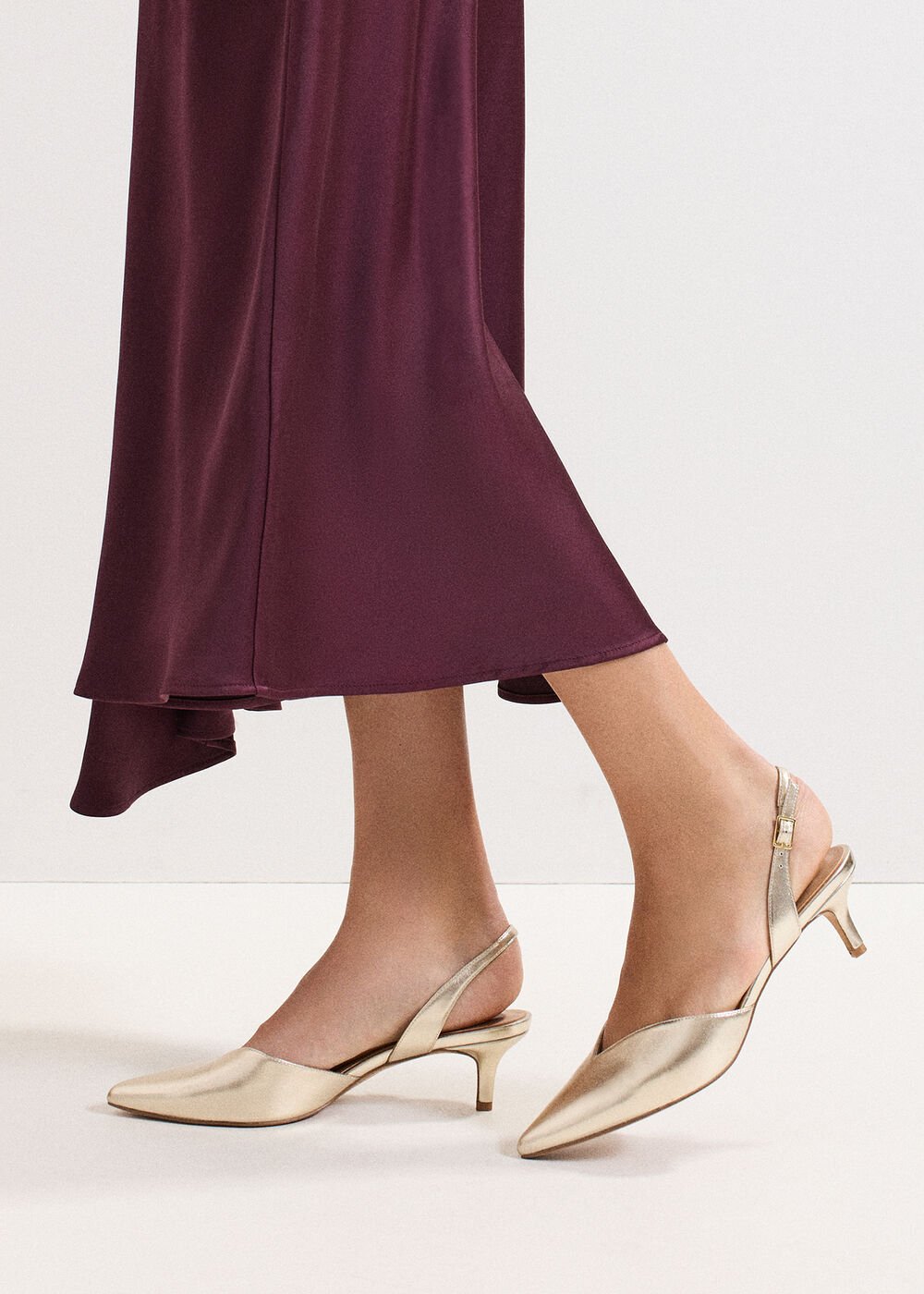 Kitten Heel Shoes Gold