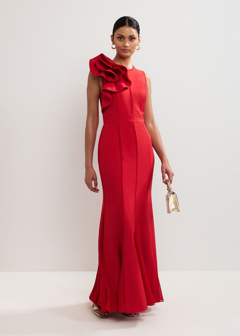 Tyra Ruffle Dress Red