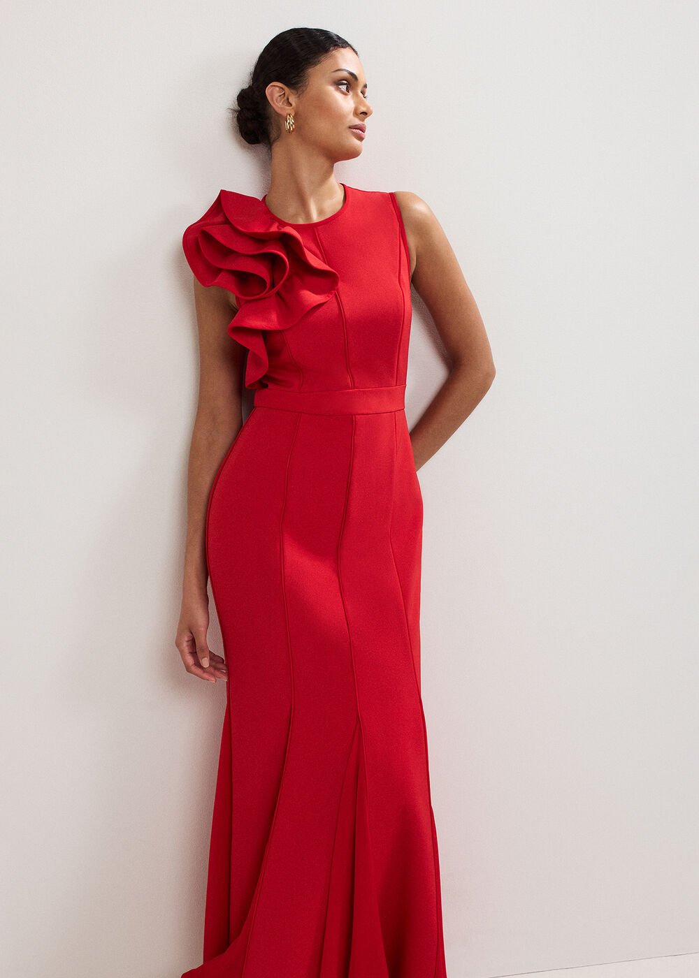 Tyra Ruffle Dress Red