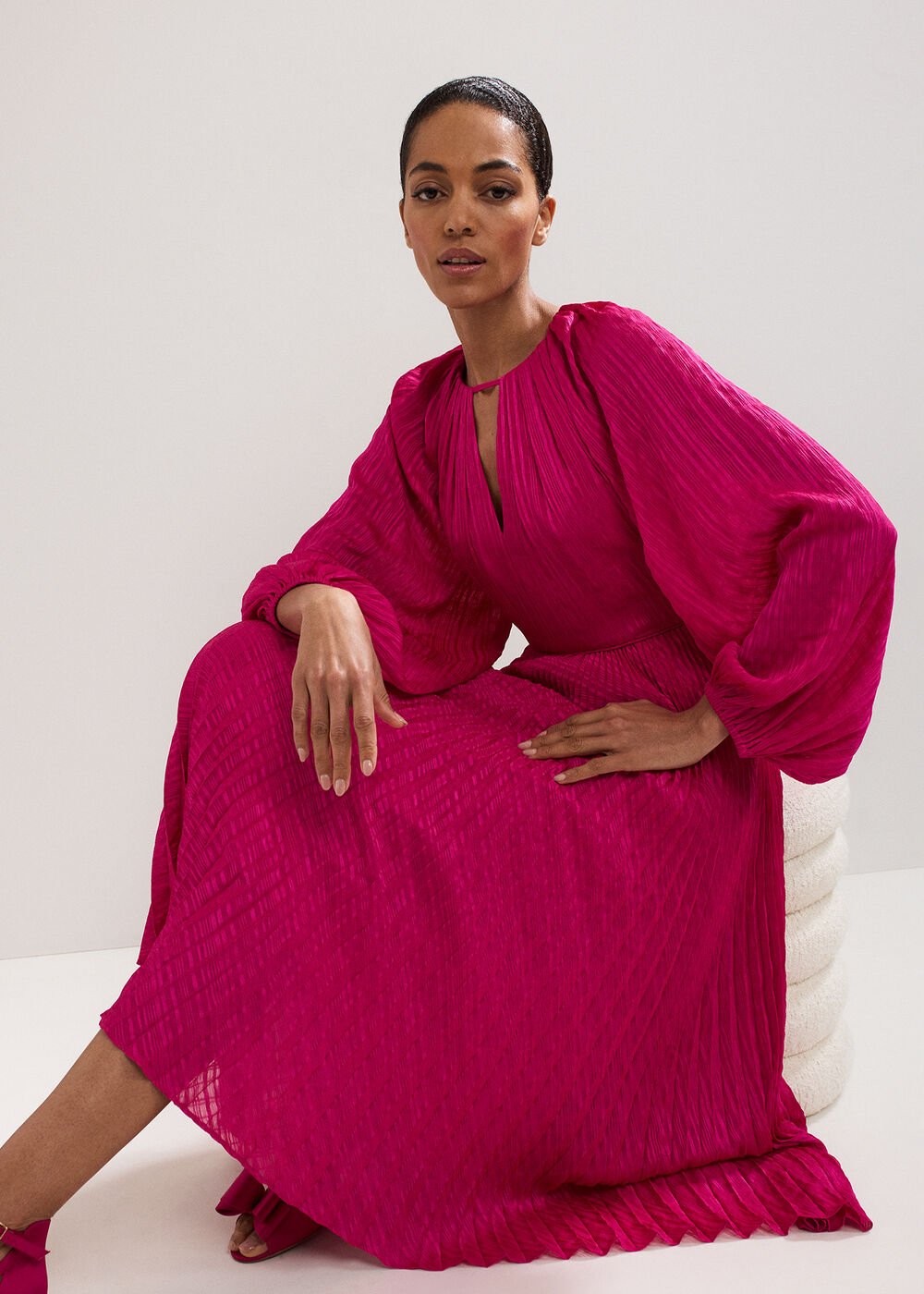 Faye Textured Dress Pink