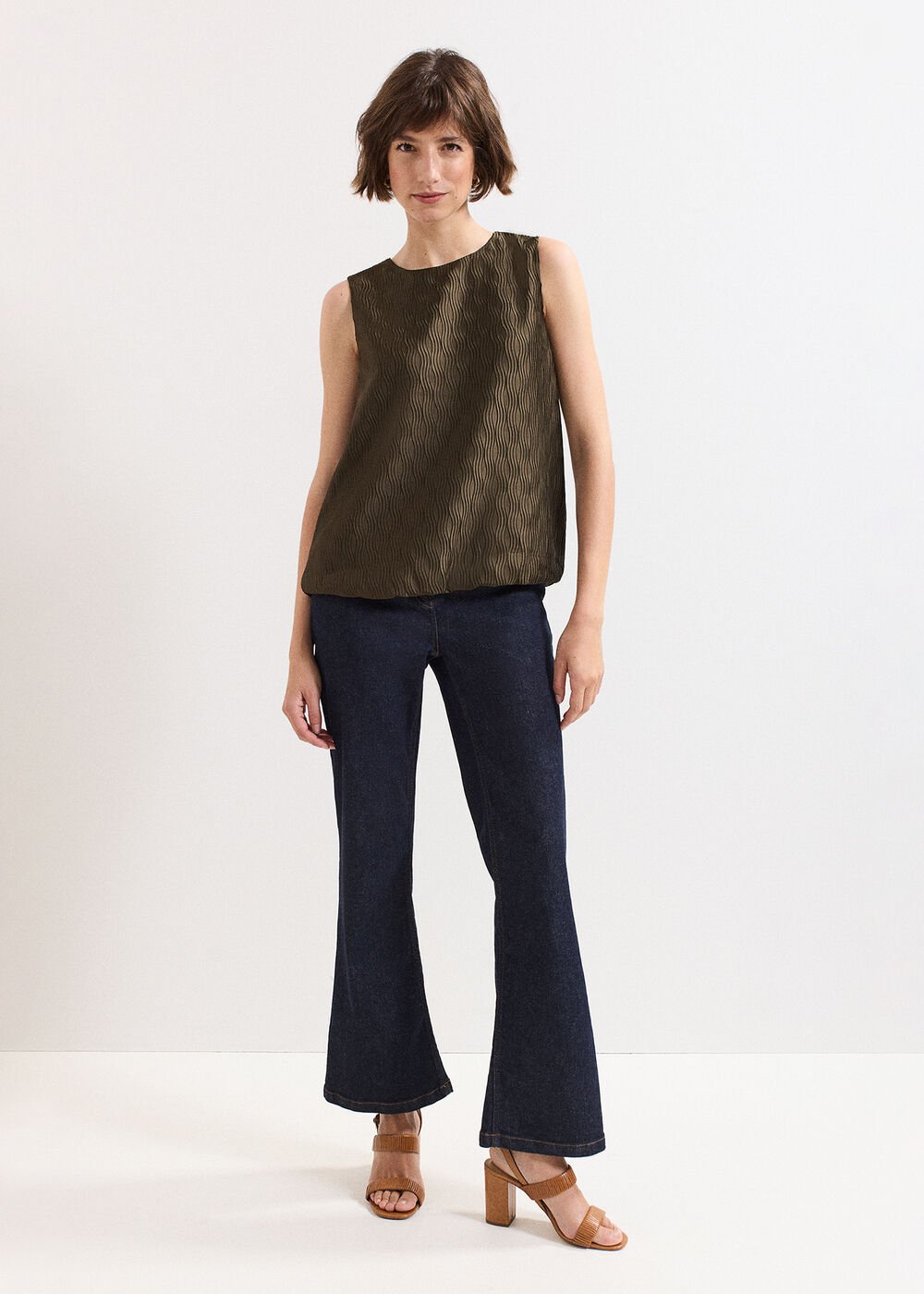 Zula Bubble Hem Top Khaki