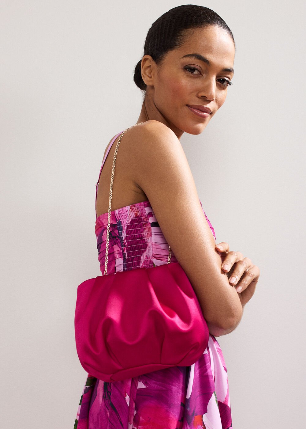 Satin Cloud Clutch Pink