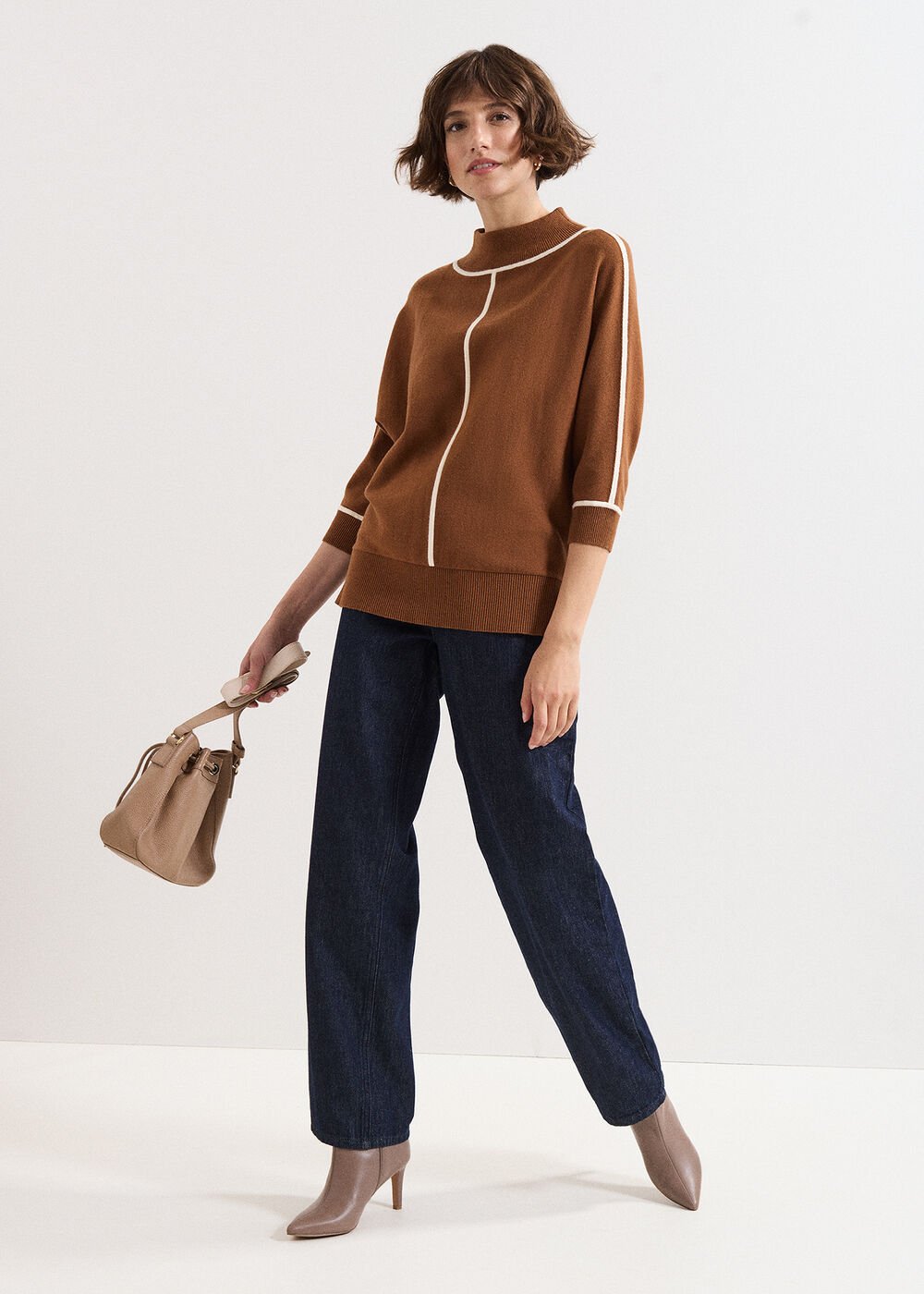 Hallie Tipped Jumper Brown