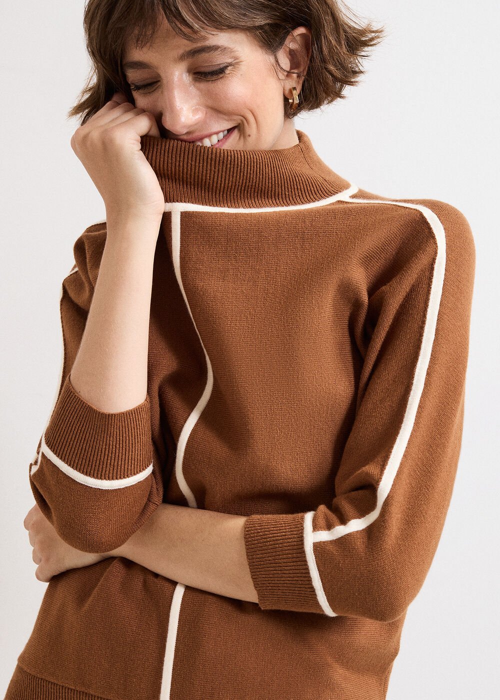 Hallie Tipped Jumper Brown
