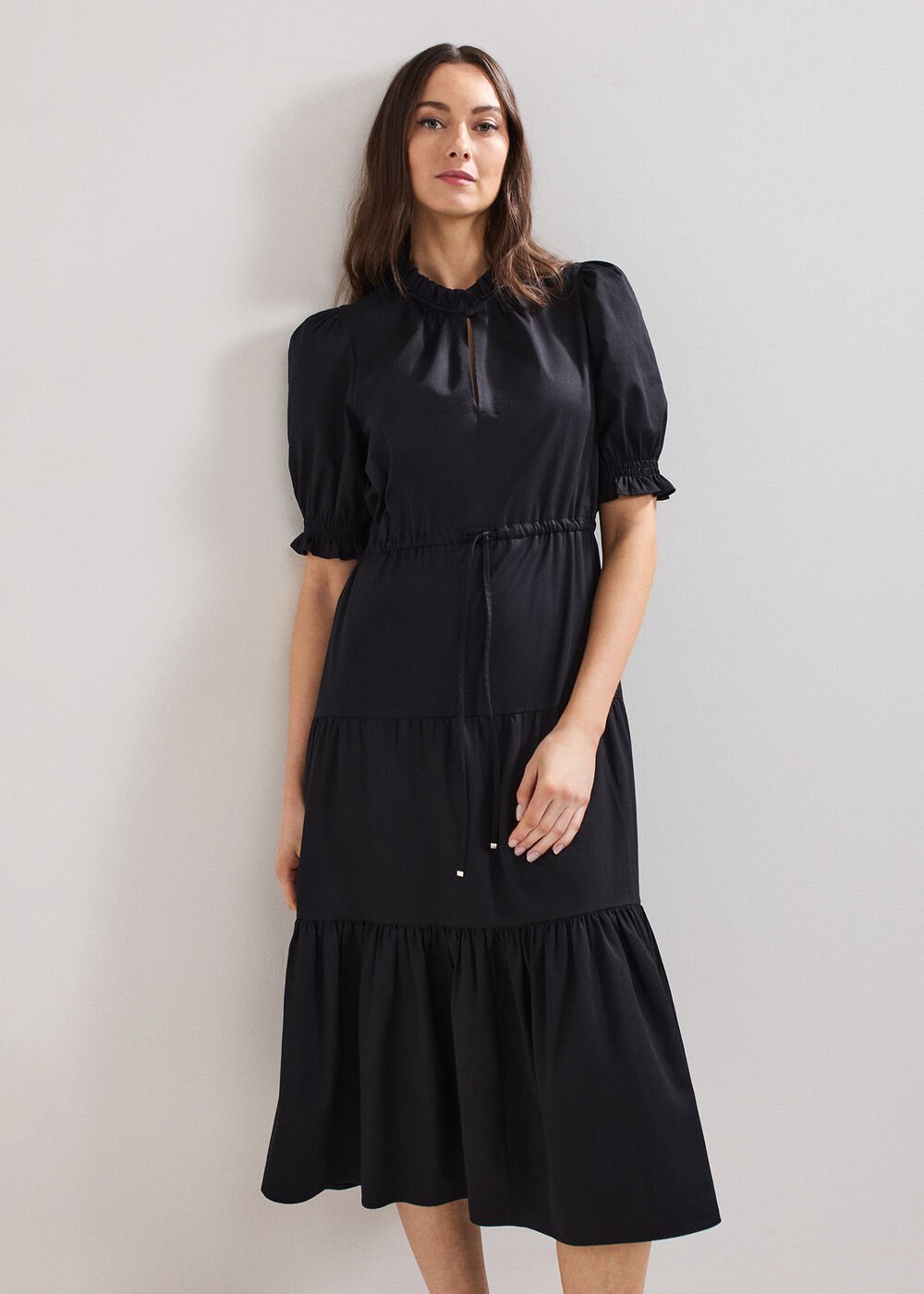 Jen Cotton Midi Dress Black