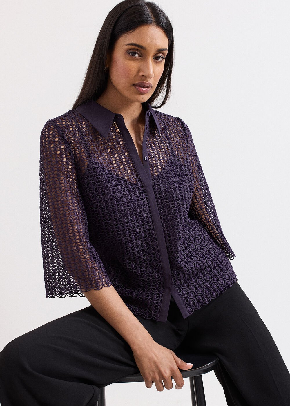 Romilly Lace Shirt Purple