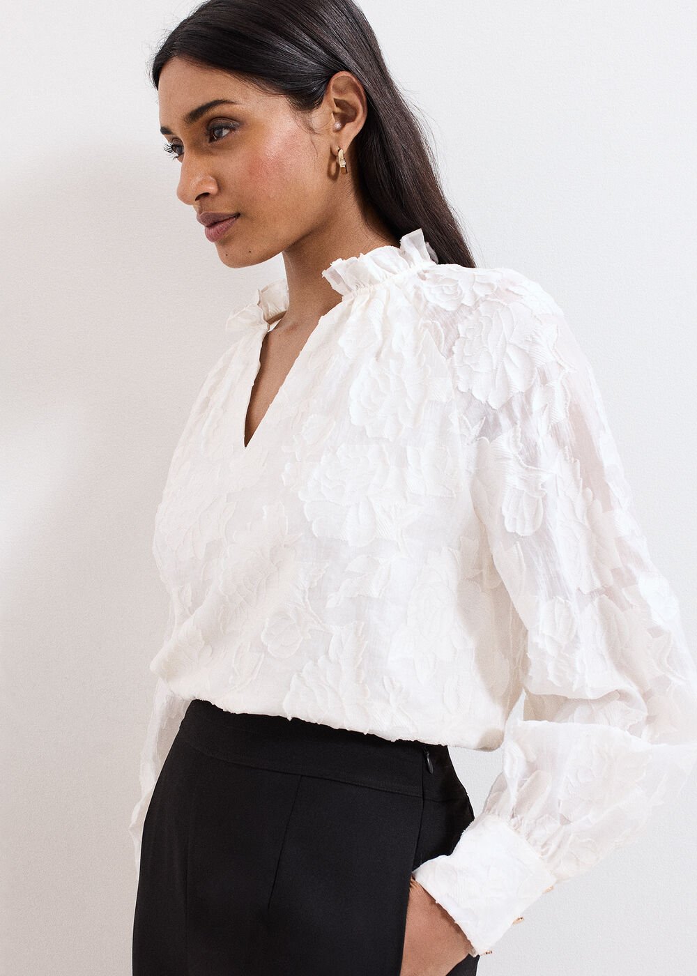 Amal Textured Blouse Cream