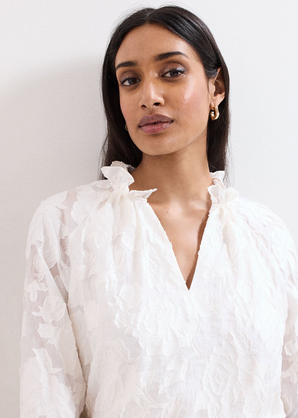 Amal Textured Blouse Cream