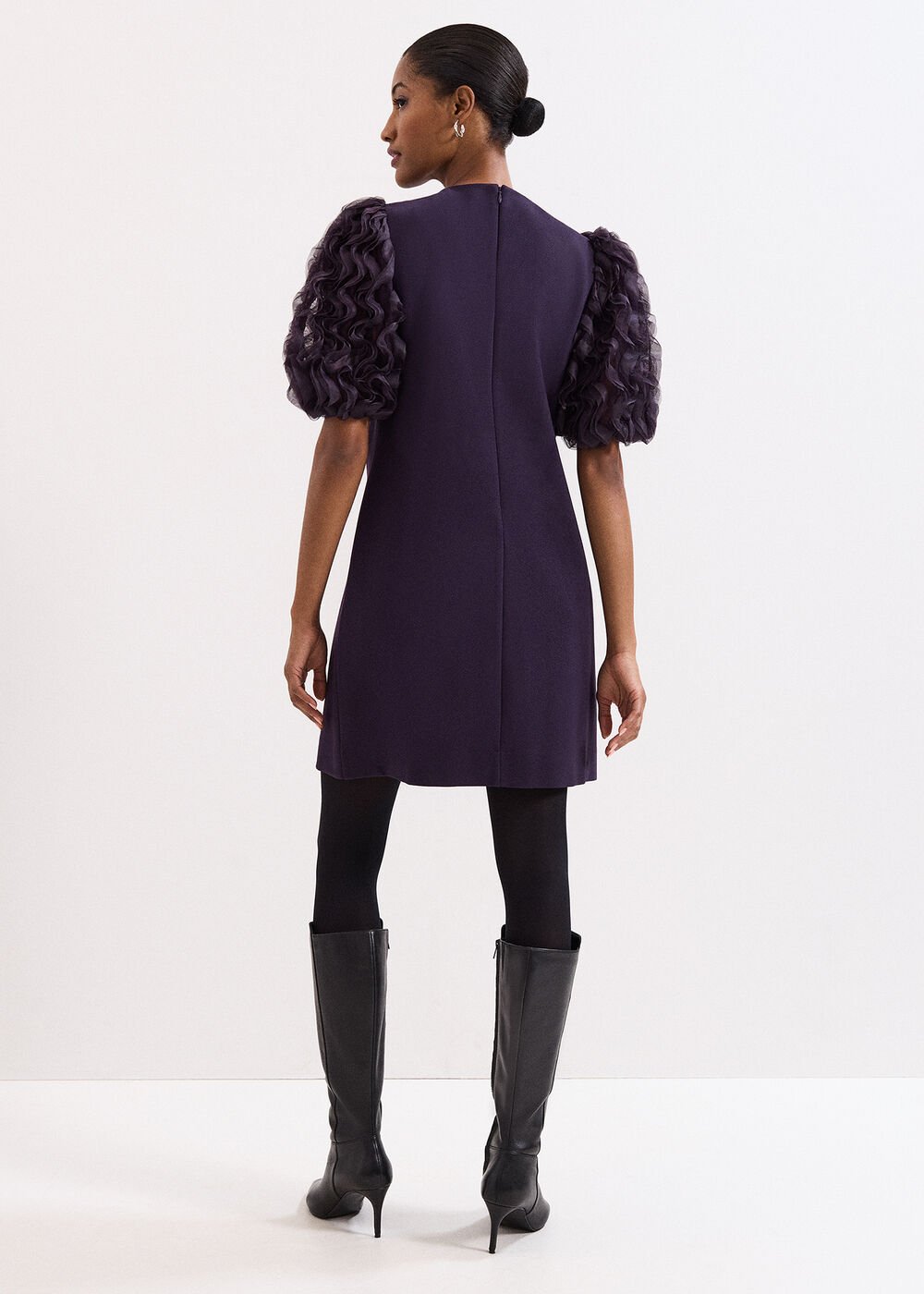 Aida Puff Sleeve Dress Purple