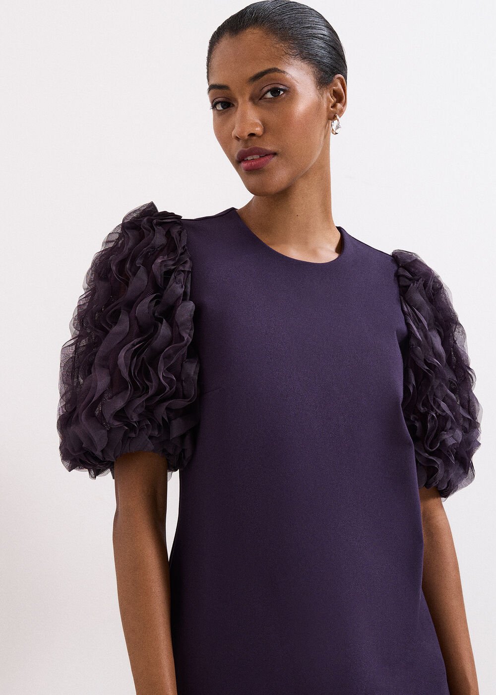 Aida Puff Sleeve Dress Purple