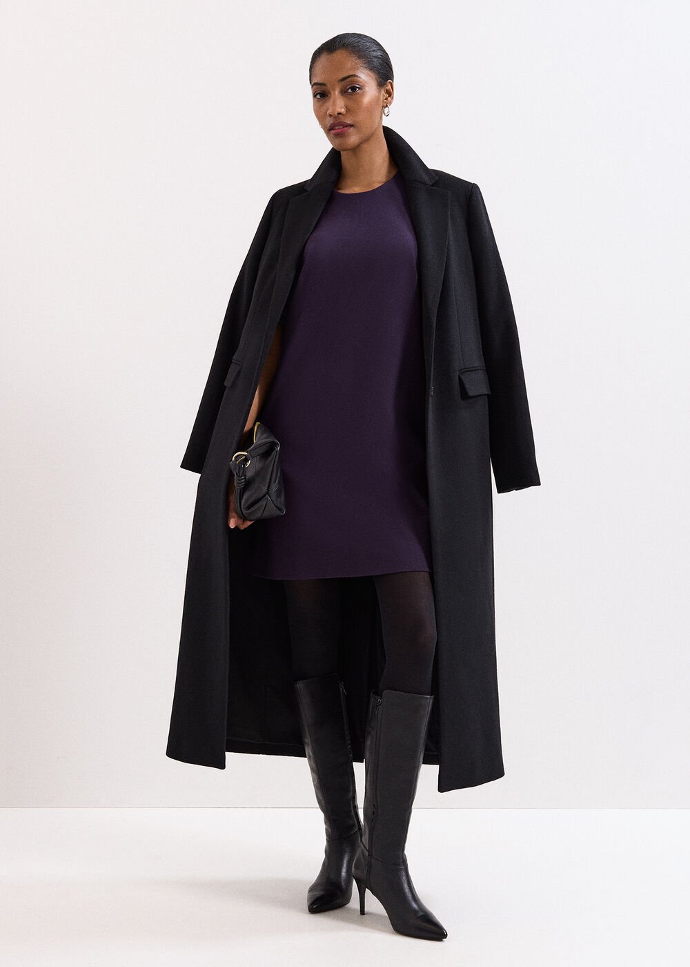 Aida Puff Sleeve Dress Purple