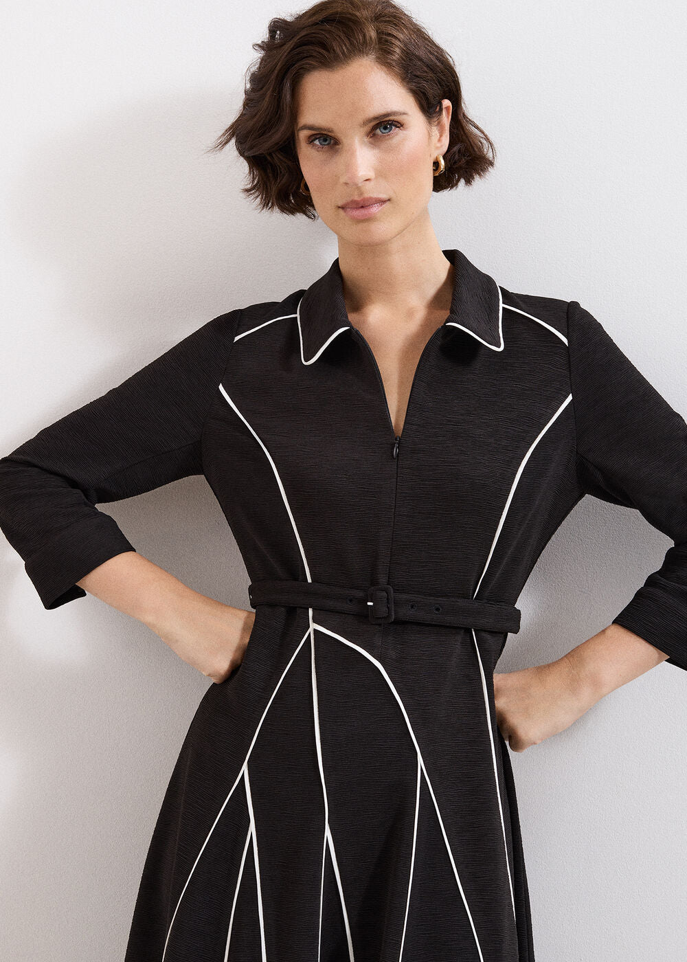Tilly Piped Dress Black/Ivory