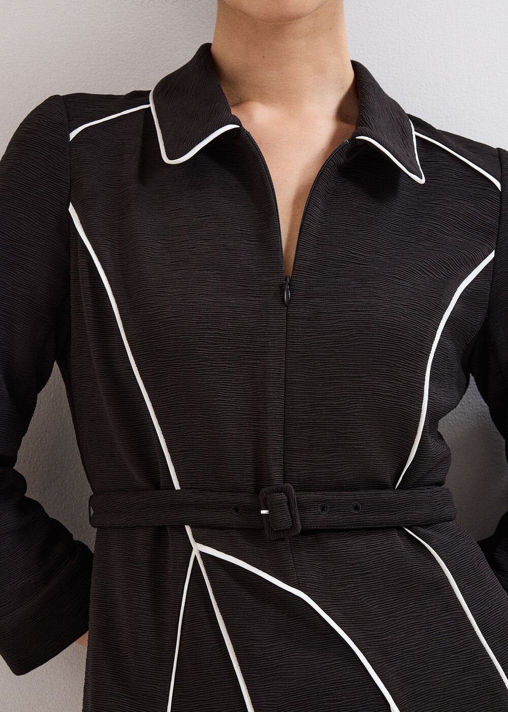 Tilly Piped Dress Black/Ivory