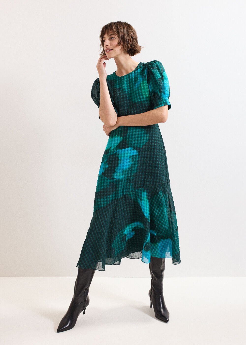 Nancy Floral Midi Dress Green