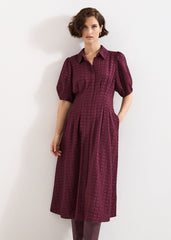 Yasmine Textured Midi Dress Burgundy