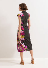 Robyn Floral Midi Dress Khaki