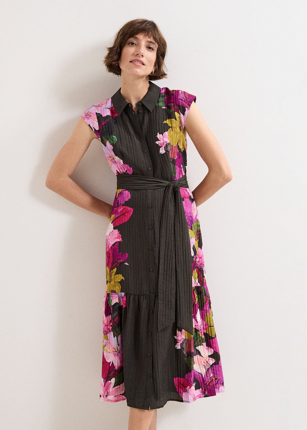 Robyn Floral Midi Dress Khaki