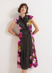 Robyn Floral Midi Dress Khaki