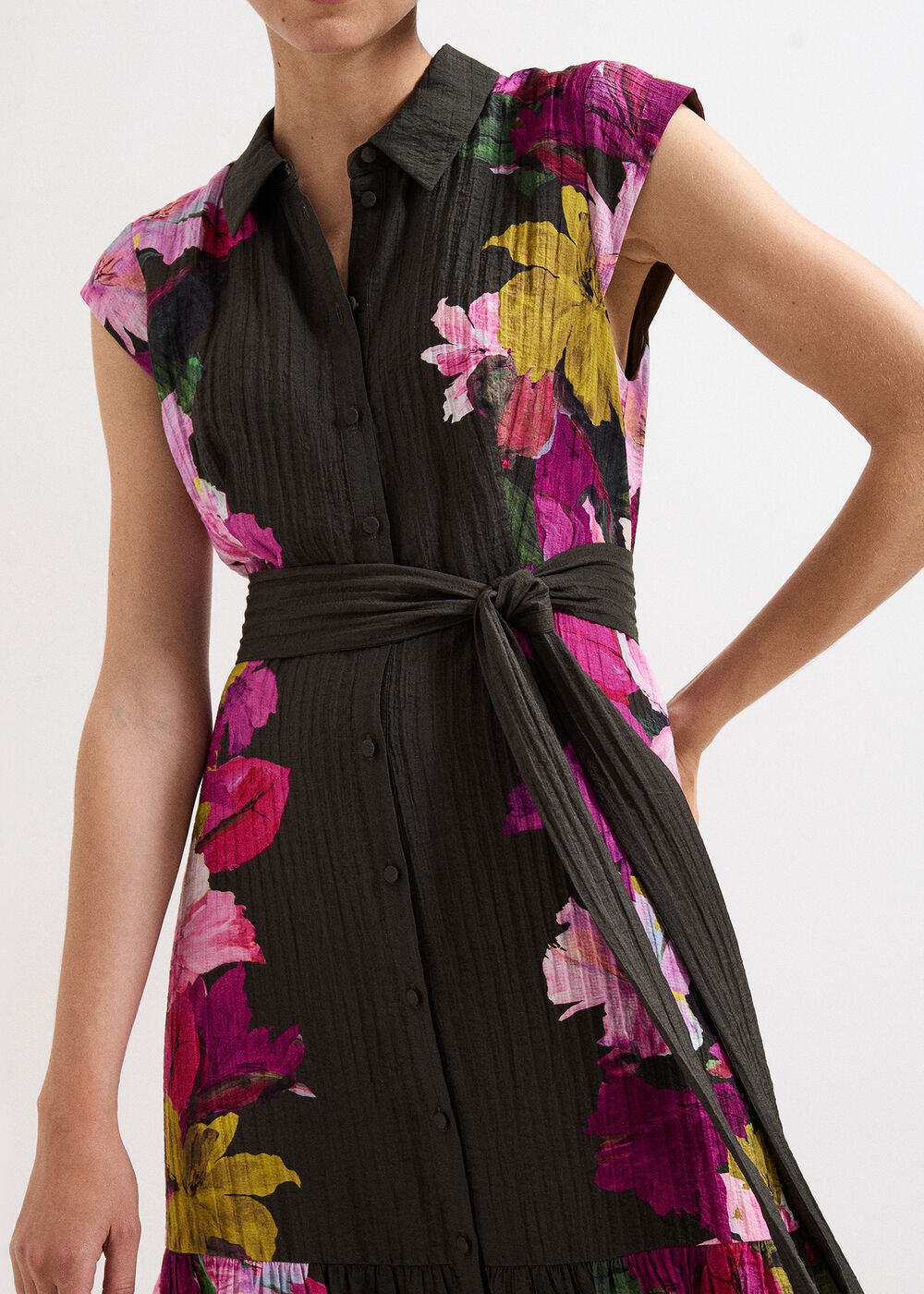 Robyn Floral Midi Dress Khaki