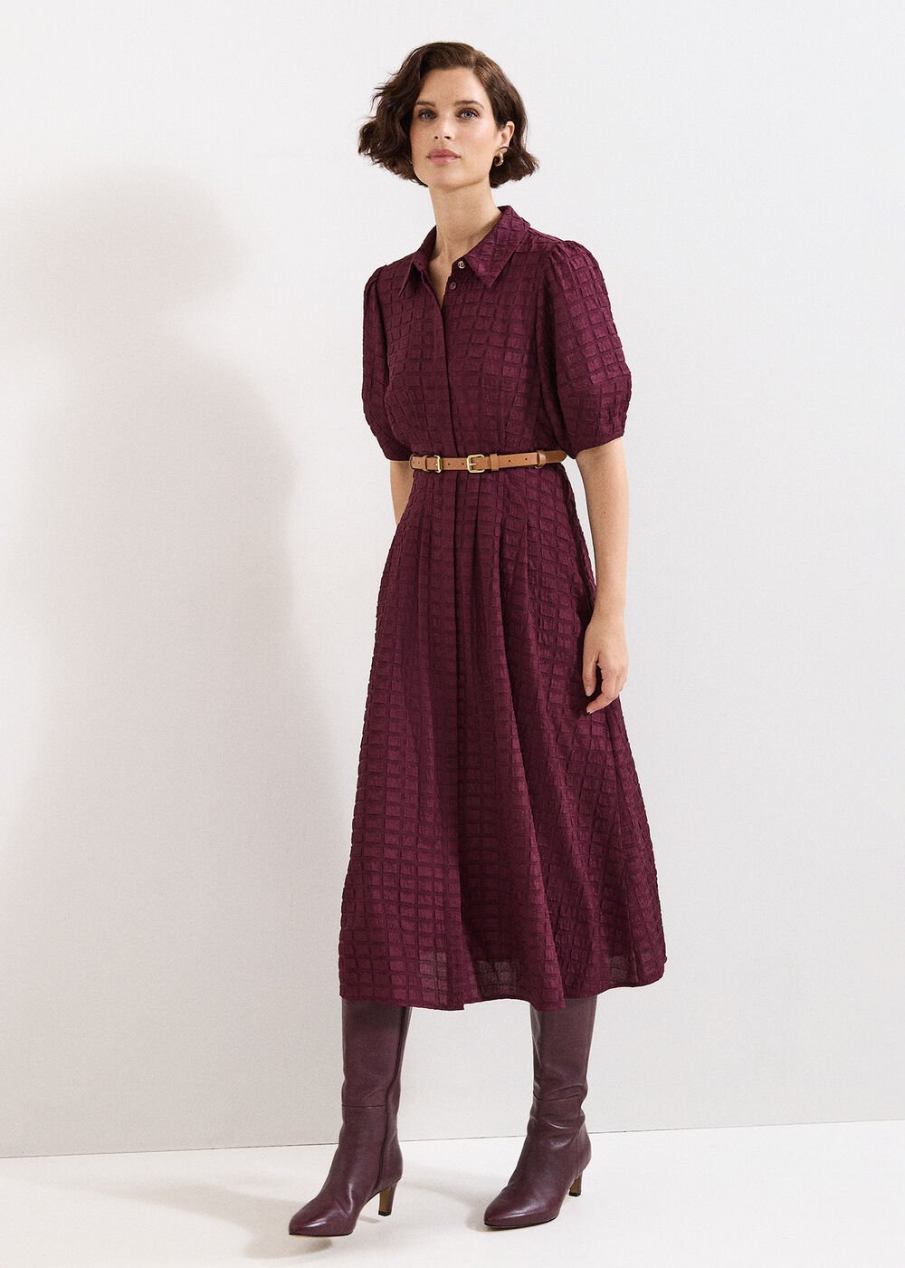 Petite Yasmine Midi Dress Burgundy