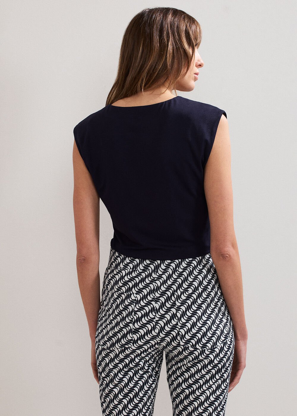 Taia V Neck Top Navy