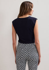Taia V Neck Top Navy