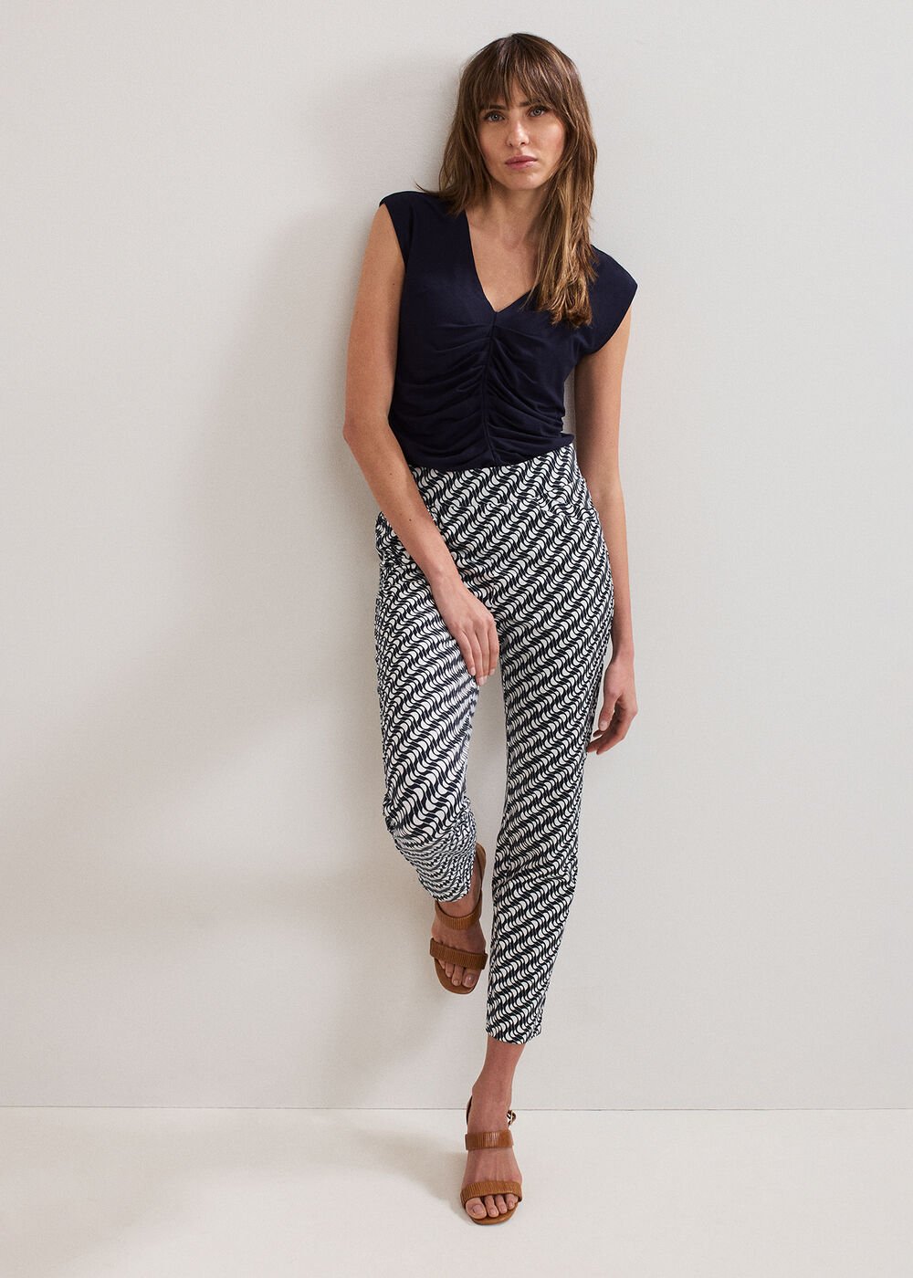 Taia V Neck Top Navy