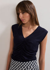 Taia V Neck Top Navy