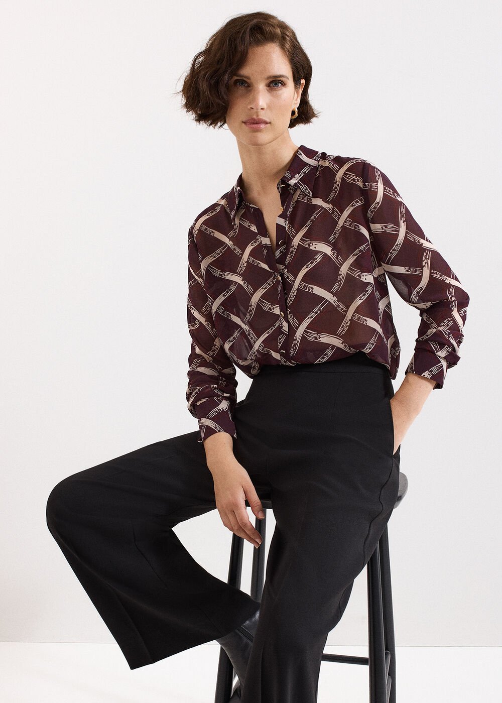 Cora Check Shirt Burgundy