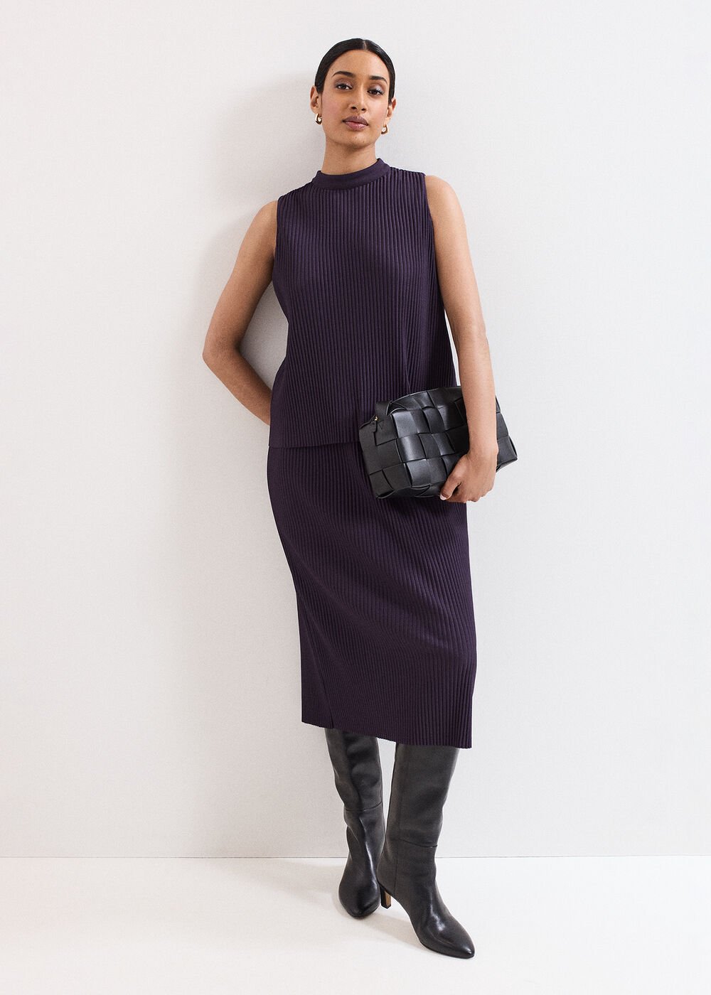 Gracie Ribbed Dress Purple