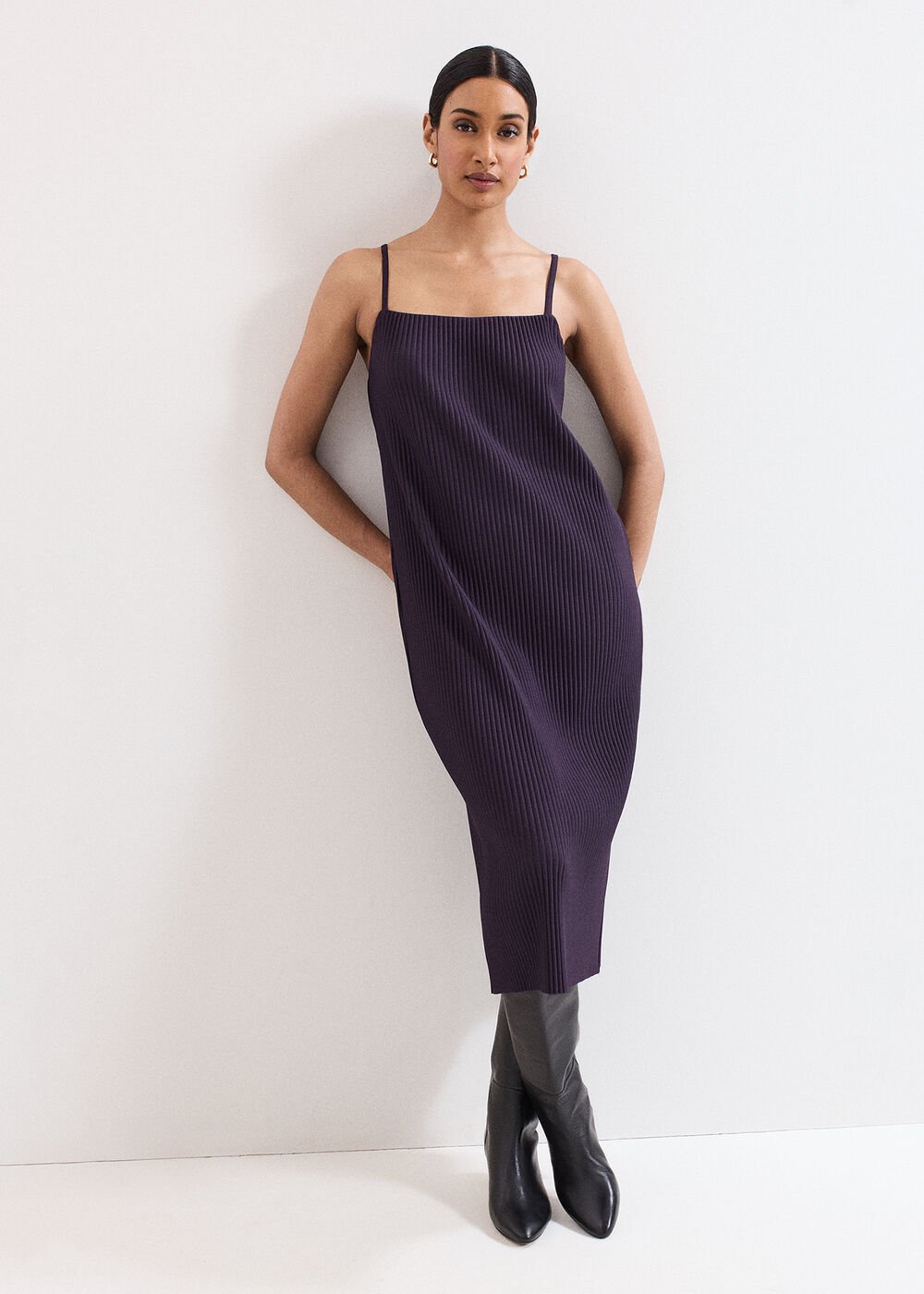 Gracie Ribbed Dress Purple