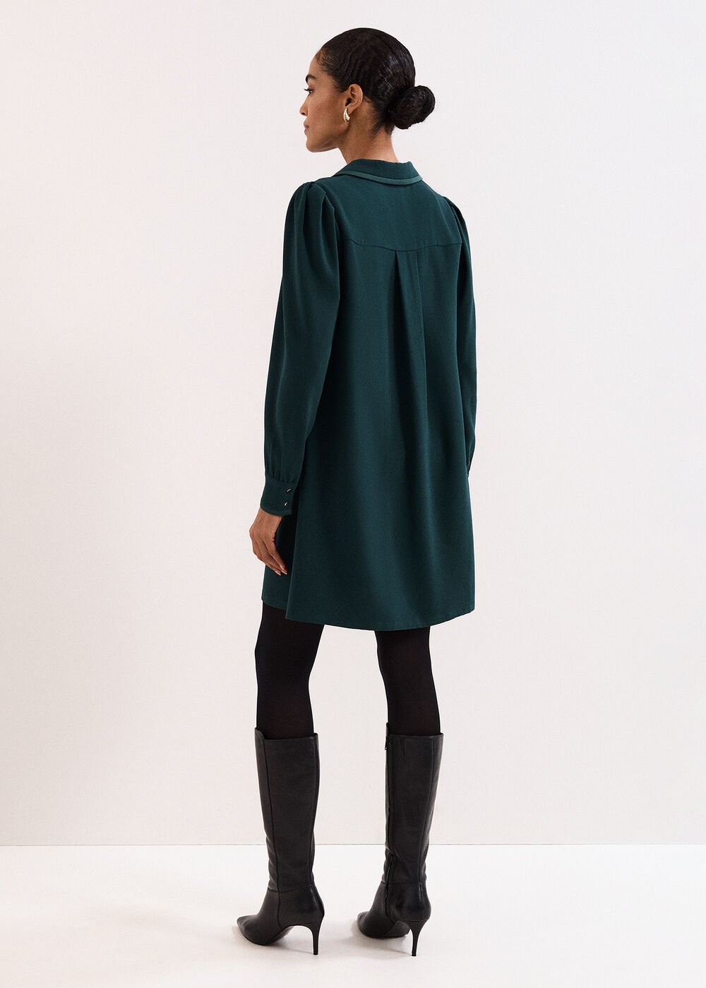 Gina Collar Swing Dress Green