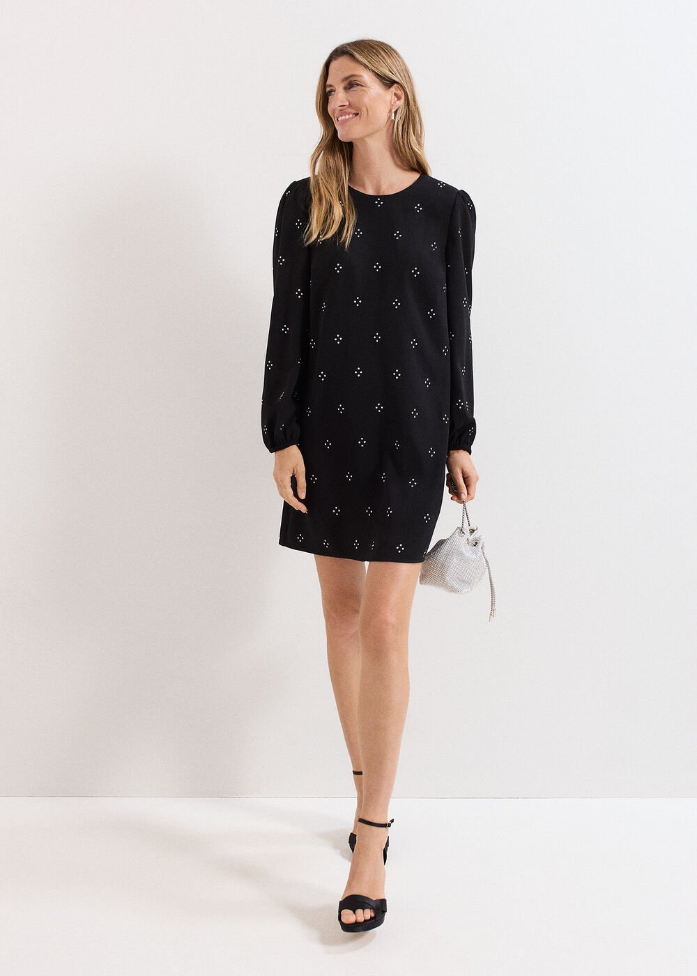 Luiza Hotfix Mini Dress Black