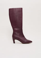 Leather Knee Boots Burgundy
