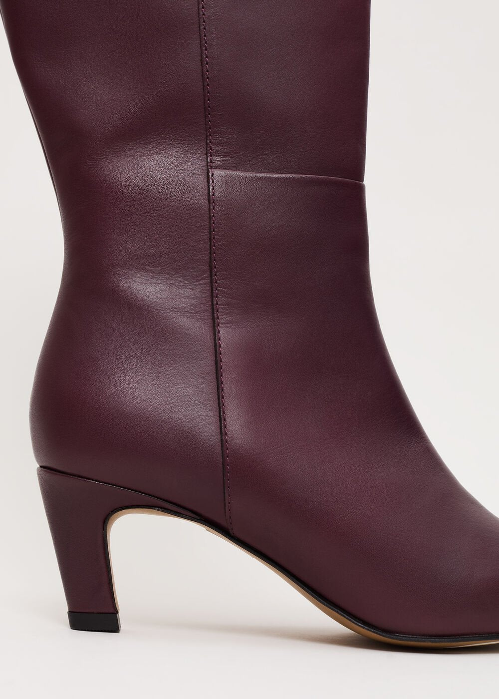 Leather Knee Boots Burgundy