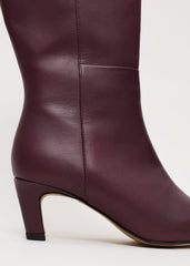 Leather Knee Boots Burgundy