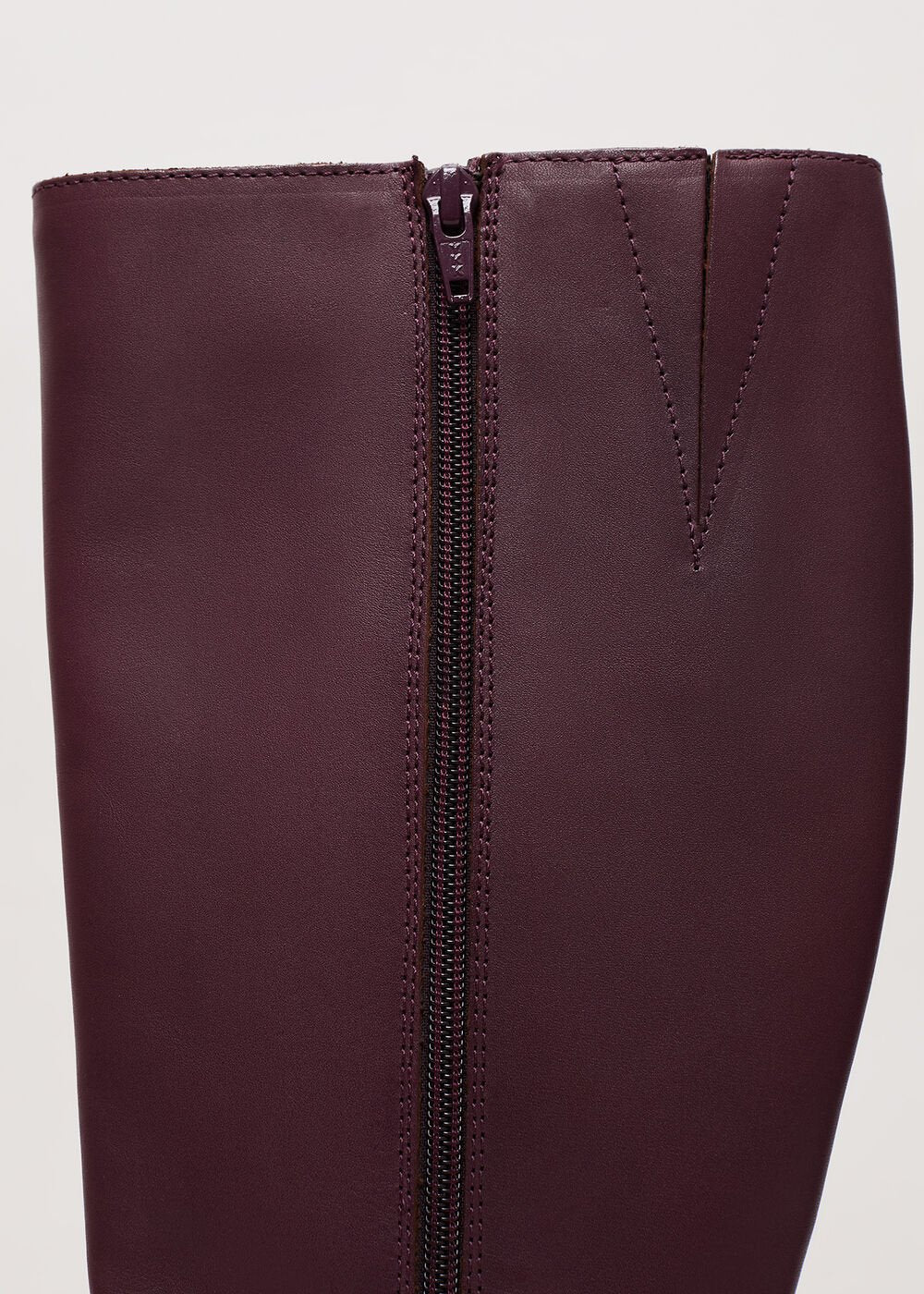 Leather Knee Boots Burgundy
