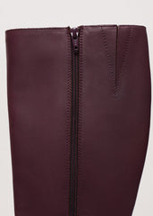Leather Knee Boots Burgundy