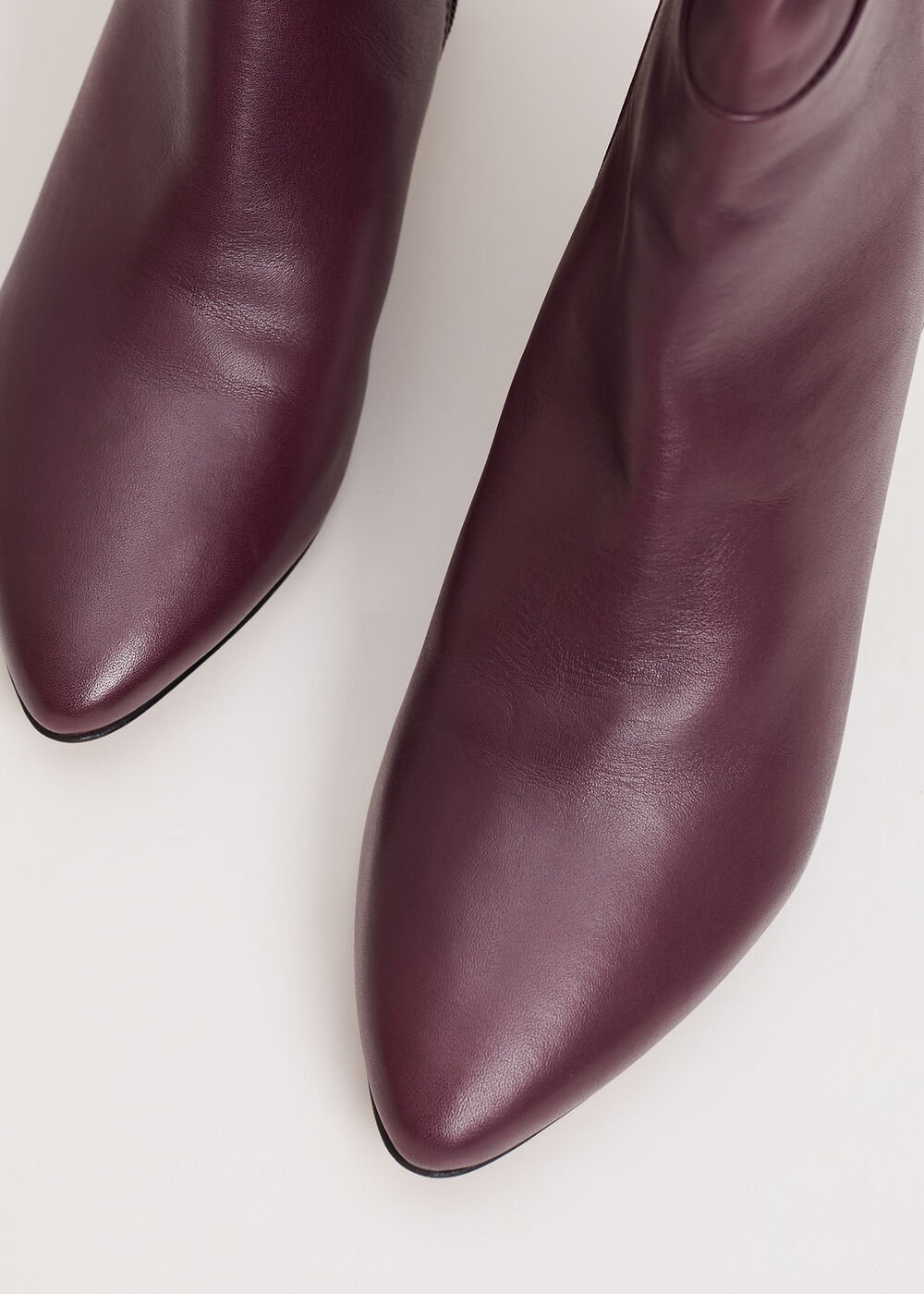 Leather Knee Boots Burgundy
