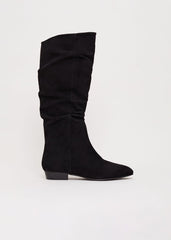Suede Flat Boot Black
