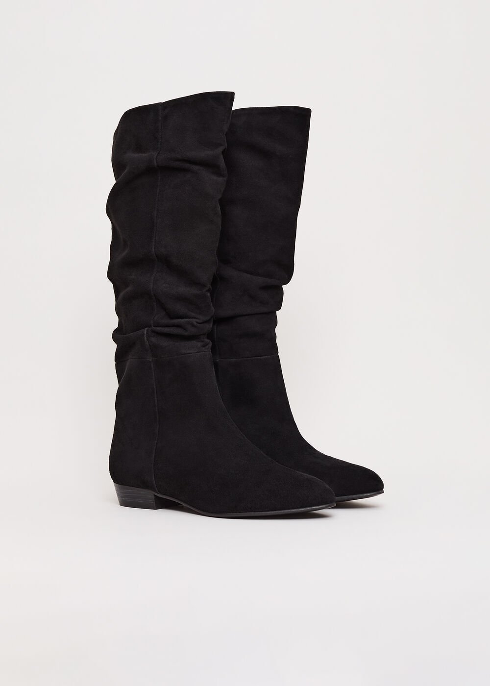 Suede Flat Boot Black